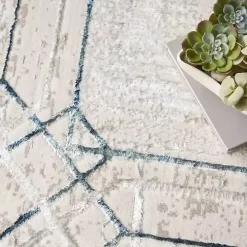 Ivory Art Deco Bordered Area Rug, 7x9