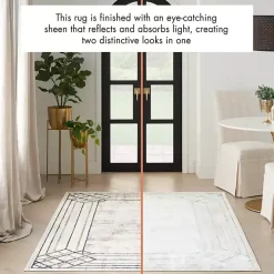 Ivory Art Deco Bordered Area Rug, 7x9