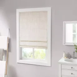 Ivory Basketweave Cordless Roman Shade, 27 in.