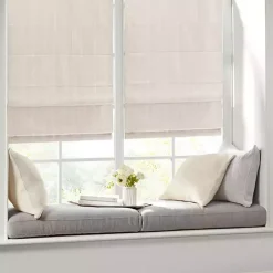 Ivory Basketweave Cordless Roman Shade, 27 in.