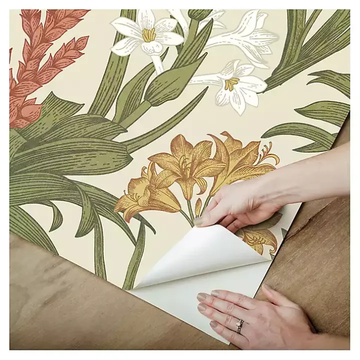 Ivory Botanical Villa Peel & Stick Wallpaper