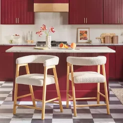 Ivory Boucle Curved Back Ezra Counter Stool