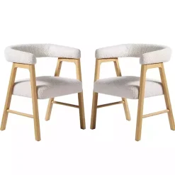 Ivory Boucle Curved Ezra Dining Chairs, Set of 2