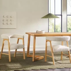 Ivory Boucle Curved Ezra Dining Chairs, Set of 2