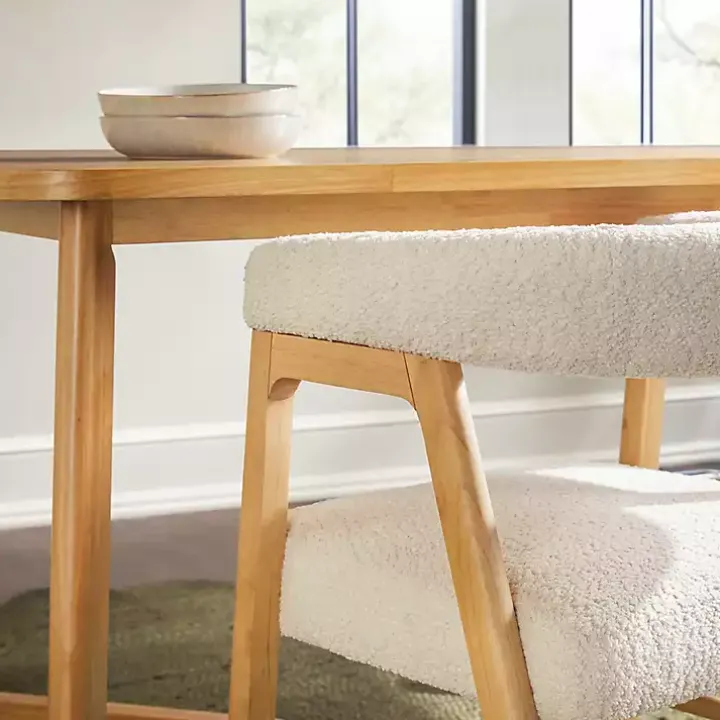 Ivory Boucle Curved Ezra Dining Chairs, Set of 2