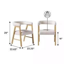 Ivory Boucle Curved Ezra Dining Chairs, Set of 2
