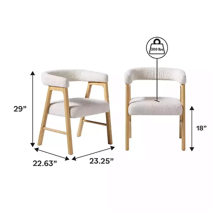 Ivory Boucle Curved Ezra Dining Chairs, Set of 2