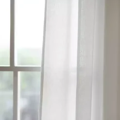 Ivory Burlap Knotted Curtain Panel Set, 108 in.