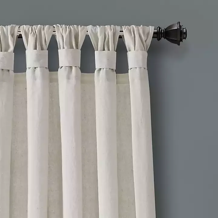Ivory Burlap Knotted Curtain Panel Set, 120 in.