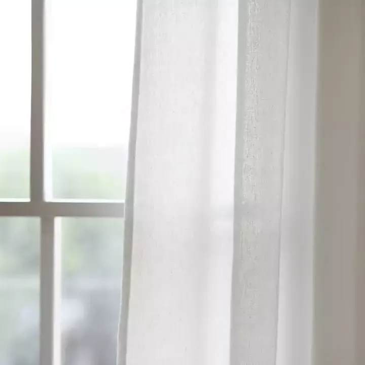 Ivory Burlap Knotted Curtain Panel Set, 120 in.