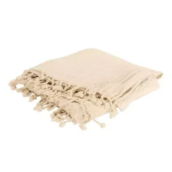 Ivory Cable Knit Tassel Throw