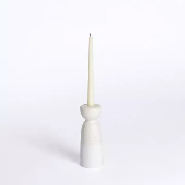 Ivory Ceramic Taper Candle Holder, 6 in.