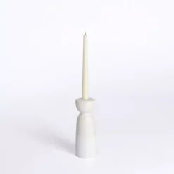 Ivory Ceramic Taper Candle Holder, 8 in.