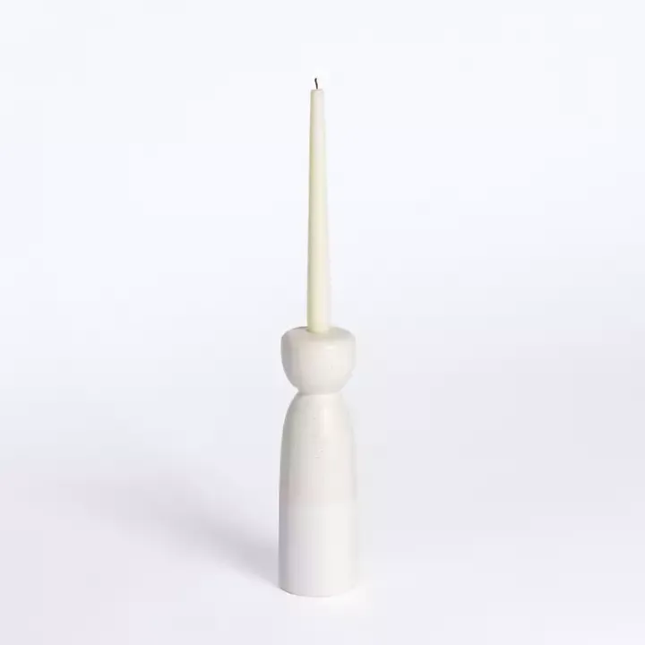 Ivory Ceramic Taper Candle Holder, 10 in.