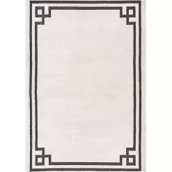Ivory Classic Border Area Rug, 5x7