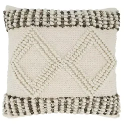 Ivory Diamond Woven Textured Polyester Pillow