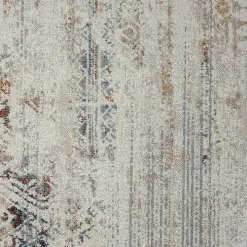 Ivory Distressed Medallion Washable Area Rug, 7x9