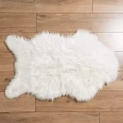 Ivory Faux Fur Scatter Rug