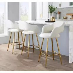 Ivory Faux Leather Marge Counter Stools, Set of 2