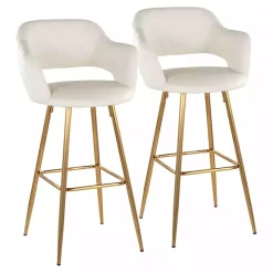 Ivory Faux Leather Marge Bar Stools, Set of 2