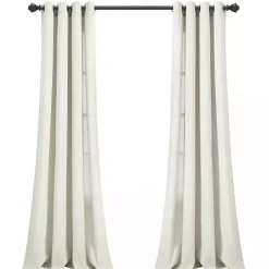 Ivory Faux Linen Curtain Panel Set, 84 in.