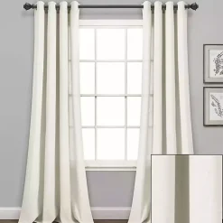 Ivory Faux Linen Curtain Panel Set, 84 in.