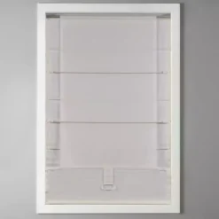 Ivory Faux Silk Room Darkening Roman Shade, 27 in.