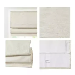 Ivory Faux Silk Room Darkening Roman Shade, 27 in.