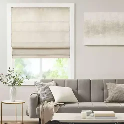 Ivory Faux Silk Room Darkening Roman Shade, 35 in.