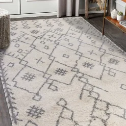 Ivory Geometric Area Rug, 5x8