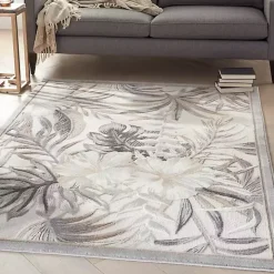 Ivory Grand Leaf Coastal Area Rug, 5x7