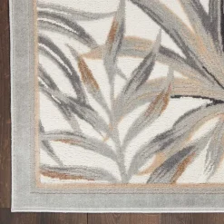 Ivory Grand Leaf Coastal Area Rug, 5x7