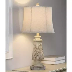 Ivory Leaf Scroll Table Lamp