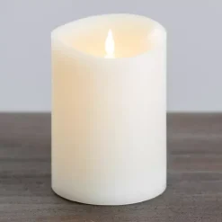 Ivory LED Soft Flame Pillar Candle, 5x7 in.