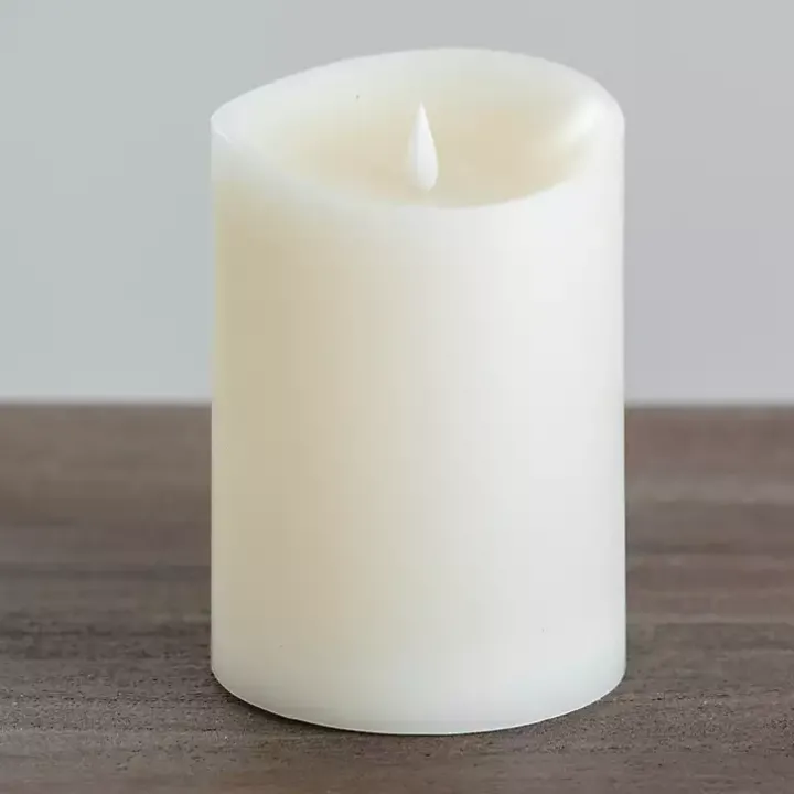 Ivory LED Soft Flame Pillar Candle, 5x7 in.
