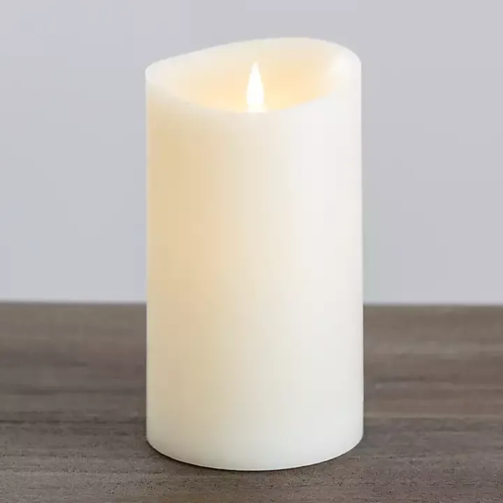 Ivory LED Soft Flame Pillar Candle, 5x9 in.
