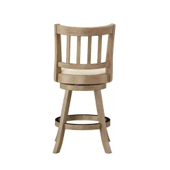 Ivory Linen Slat Back Swivel Counter Stool