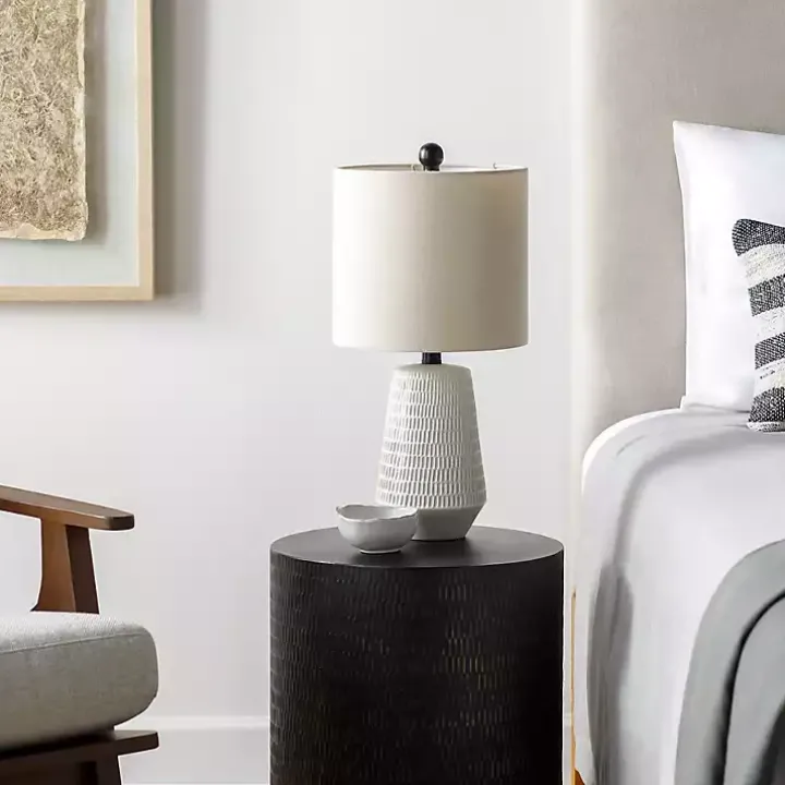 Ivory Modern Etched Table Lamp