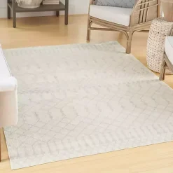 Ivory Moroccan Washable Area Rug, 5x7