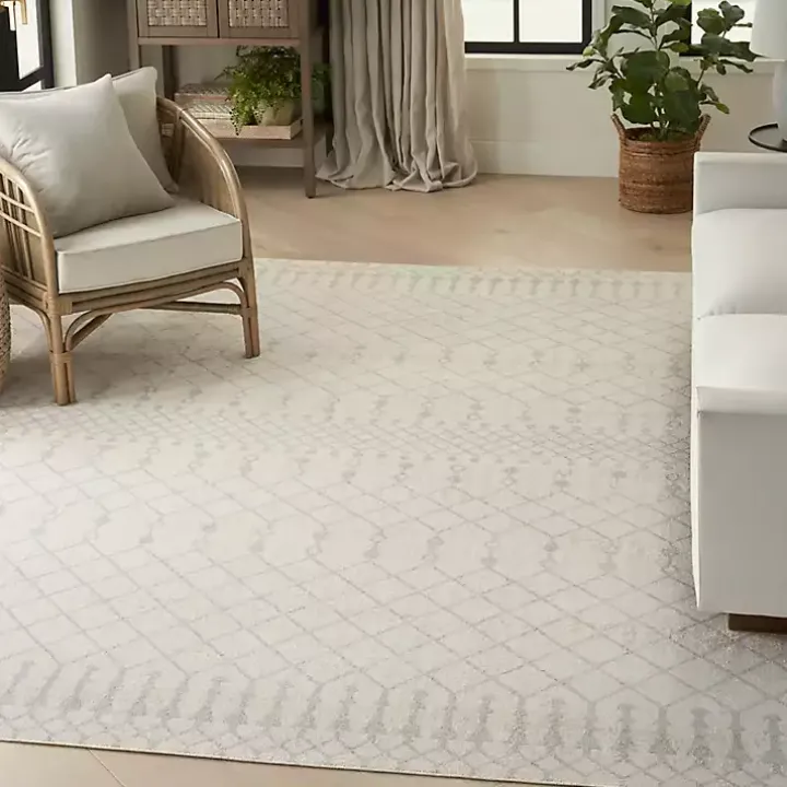 Ivory Moroccan Washable Area Rug, 7x10