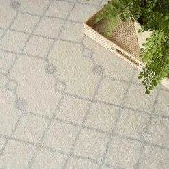 Ivory Moroccan Washable Area Rug, 7x10