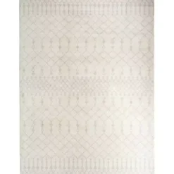 Ivory Moroccan Washable Area Rug, 9x12
