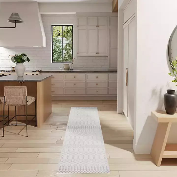 Ivory Moroccan Washable Runner, 2x12