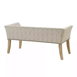 Ivory Patterned Short Wingback Upholstered Bench