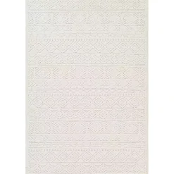 Ivory Raised Diamond Stripes Area Rug, 8x10