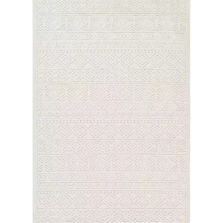 Ivory Raised Diamond Stripes Area Rug, 8x10