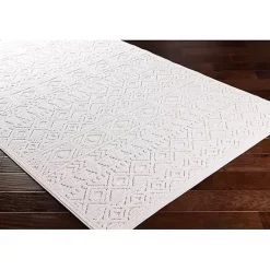 Ivory Raised Diamond Stripes Area Rug, 8x10