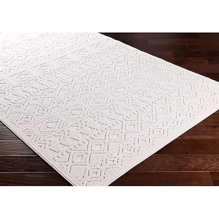 Ivory Raised Diamond Stripes Area Rug, 8x10