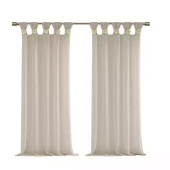 Ivory Rosette Tab Top Curtain Panel, 63 in.