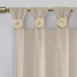 Ivory Rosette Tab Top Curtain Panel, 63 in.